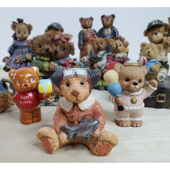 Teddies Teddy Bear Figurine Collection Lot of 11 Assorted Bears Situations - Picture 9 of 12